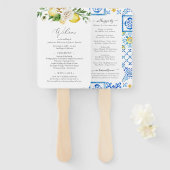 Mediterrane programma Citrus Wedding Ceremony Handwaaier (Voorkant en achterkant)