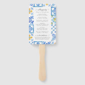 Mediterrane programma Citrus Wedding Ceremony Handwaaier (Achterkant)