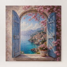 Mediterrane raamuitzicht legpuzzel