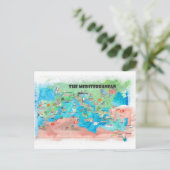 Mediterrane reiskaart Spanje Italië Briefkaart (Staand voorkant)