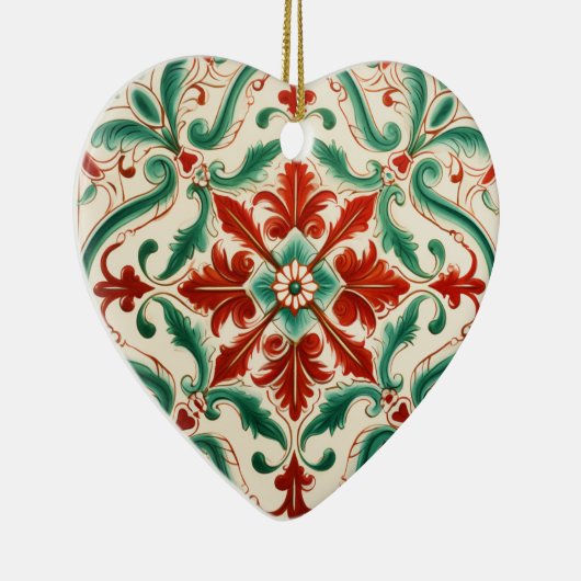 Mediterrane rode bloesem keramisch ornament (Rechts)