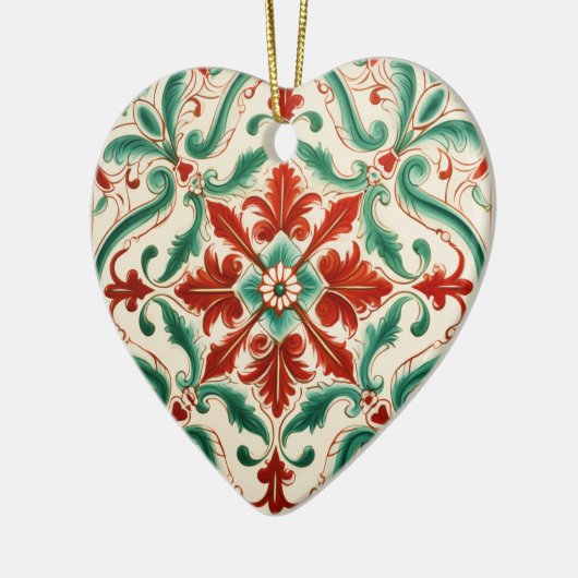 Mediterrane rode bloesem keramisch ornament (Links)