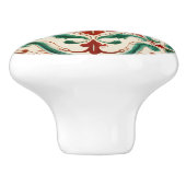 Mediterrane rode bloesem keramische knop (Zijkant)
