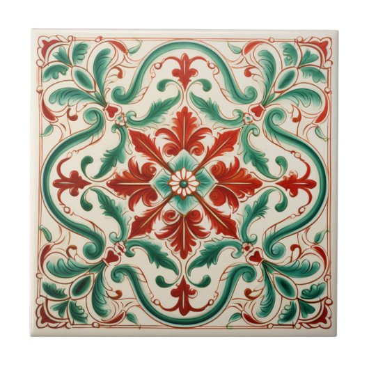 Mediterrane rode bloesem tegeltje (Voorkant)