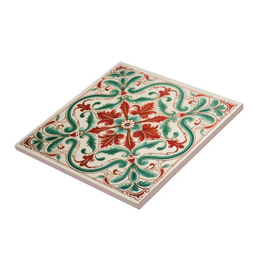 Mediterrane rode bloesem tegeltje (Zijkant)