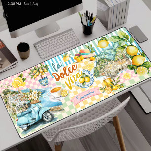 Mediterrane roze Turquoise Citrus Collage Bureaumat