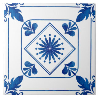 Mediterrane rozet (Classic Blue) keramische Tegel Tegeltje