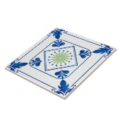 Mediterrane rozet (groen) keramische Tegel Tegeltje (Zijkant)
