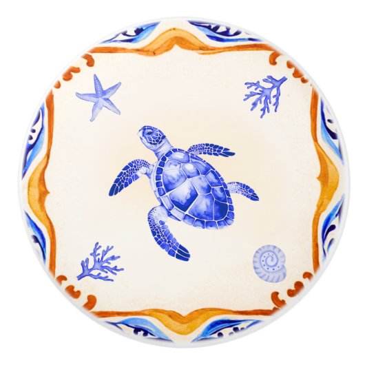 mediterrane schildpad keramische knop (Voorkant)