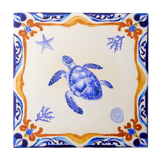 mediterrane schildpad tegeltje (Voorkant)