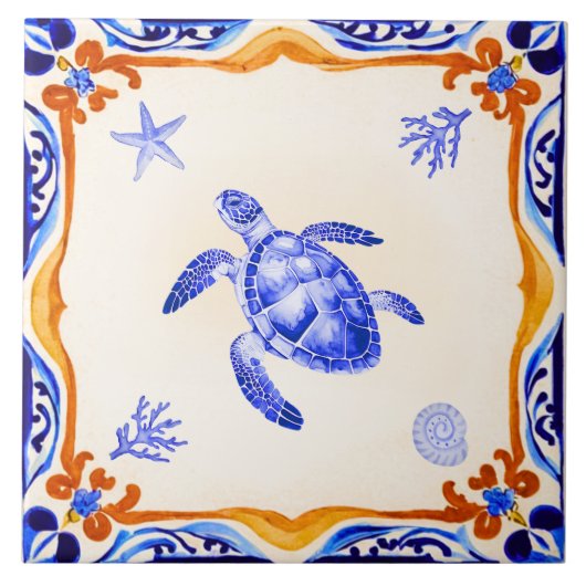 mediterrane schildpad tegeltje (Voorkant)