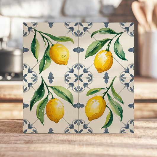 Mediterrane Siciliaanse citroen Waterverf Tegeltje