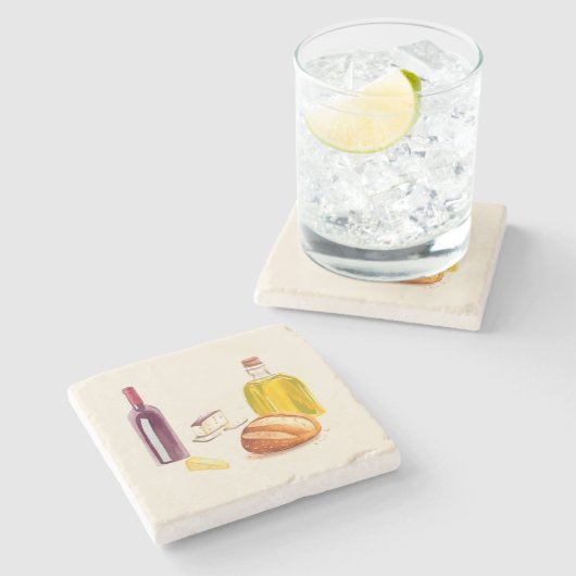 Mediterrane smaken stenen onderzetter (Zijkant)