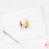 Mediterrane smaken vierkante sticker (Envelop)