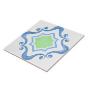 Mediterrane Star Blauw & Groene Keramische Tegel Tegeltje (Zijkant)