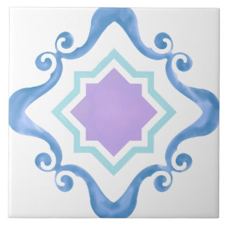 Mediterrane Star Blauw & Paarse Keramische Tegel Tegeltje