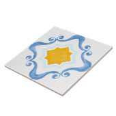 Mediterrane Star Geel & Blauw Keramische Tegel Tegeltje (Zijkant)