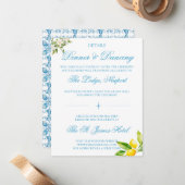 Mediterrane stijl Blue Tegel Detail Enclosure Notitiekaartje (Voorkant / Achterkant in situ)