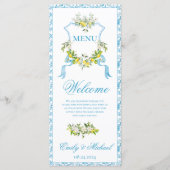 Mediterrane stijl Crest Bruiloft Flat Menu (Voorkant)