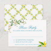 Mediterrane stijl Trellis/Lemon RSVP behuizing Notitiekaartje (Voorkant / Achterkant)