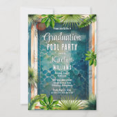 Mediterrane stijl Zomer Afstuderen Pool Party Kaart (Voorkant)