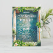 Mediterrane stijl Zomer Afstuderen Pool Party Kaart (Staand voorkant)