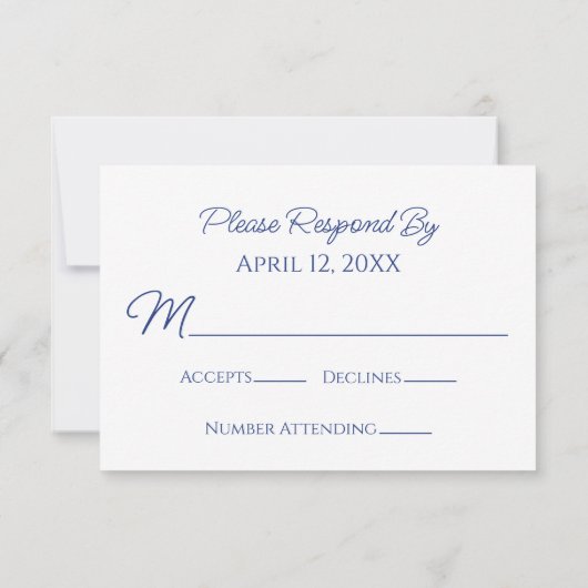 Mediterrane Tegel Blauw en Geel Bruiloft RSVP Kaartje (Achterkant)