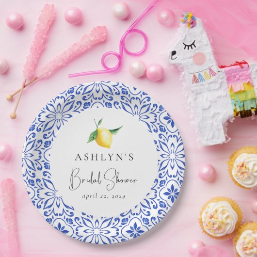 Mediterrane Tegel Citroen Bruidsontbijt Papieren B Papieren Bordje (Feest)