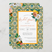 Mediterrane Tegel Floral & Lemons Shower Kaart (Voorkant / Achterkant)