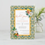 Mediterrane Tegel Floral & Lemons Shower Kaart (Staand voorkant)