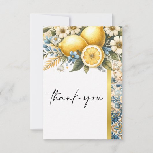 Mediterrane Tegel Italiaans Positano Citroen Bedankkaart (Voorkant)