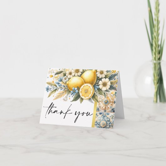 Mediterrane Tegel Italiaans Positano Citroen Bedankkaart (Voorkant)