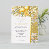 Mediterrane Tegel Italiaans Positano Citroen Folie Uitnodiging (Staand Voorkant)