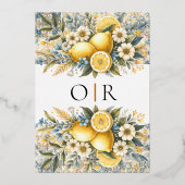 Mediterrane Tegel Italiaans Positano Citroen Folie Uitnodiging (Achterkant)