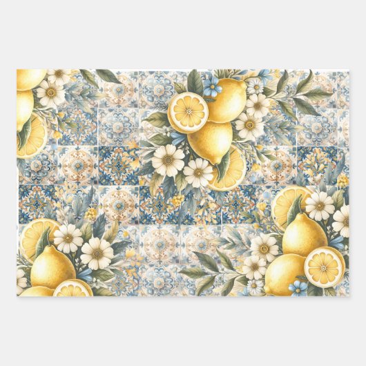 Mediterrane Tegel Italiaans Positano Citroen Inpakpapier Vel (Voorkant 2)