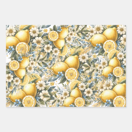 Mediterrane Tegel Italiaans Positano Citroen Inpakpapier Vel (Voorkant 3)