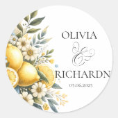 Mediterrane Tegel Italiaans Positano Citroen Ronde Sticker (Voorkant)