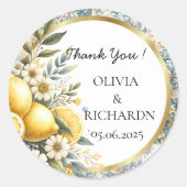 Mediterrane Tegel Italiaans Positano Citroen Ronde Sticker (Voorkant)