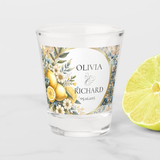 Mediterrane Tegel Italiaans Positano Citroen Shot Glas (Voorkant)