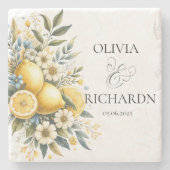 Mediterrane Tegel Italiaans Positano Citroen Stenen Onderzetter (Voorkant)