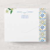 Mediterrane Tegel Italië Blauwe Kreeft Lemon Weddi All In One Uitnodiging (Achterkant)