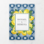 Mediterrane Tegel Lemon Fotocollage Wedding Drieluik Uitnodiging (Cover)