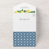 Mediterrane Tegel Lemon Orchard Baby shower All In One Uitnodiging (Buitenkant)