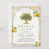 Mediterrane Tegel Lemon Tree Arch Vrijgezellenfees Kaart (Voorkant)