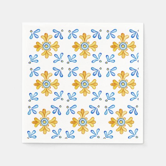 Mediterrane Tegel Napkins Servet (Voorkant)