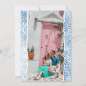 mediterrane tegel patroon Foto bruiloft Save The Date (Achterkant)