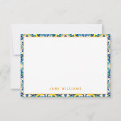 Mediterrane Tegel Pattern, gepersonaliseerd Notitiekaartje (Voorkant)