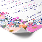 Mediterrane Tegel Roze Bloemen Bar Menu Poster (Hoek)