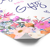 Mediterrane Tegel Roze Bloemen Kaarten en Geschenk Poster (Hoek)