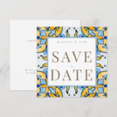 Mediterrane Tegel Vierkante Bruiloft Save the Date (Voorkant / Achterkant)
